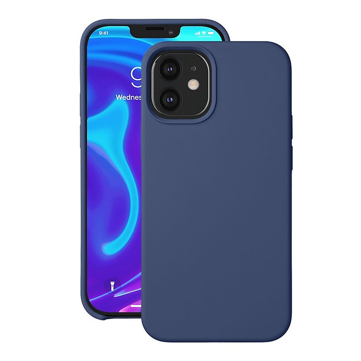 Накладка Liquid Silicone для Apple iPhone 12 mini, синий, картон, Deppa