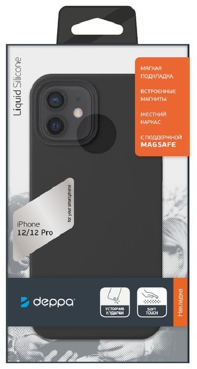 Чехол-накладка Deppa Liquid Silicone Pro Magsafe для Apple iPhone 12/12 Pro черный