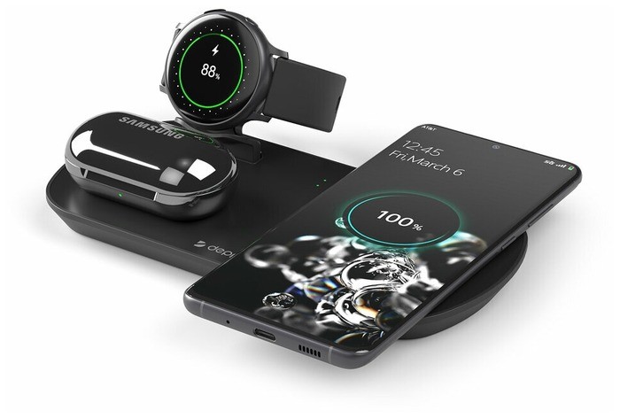 Зарядная док станция беспроводная для смартфонов Samsung / Galaxy Watch / Buds, 10 Вт, 3 в 1