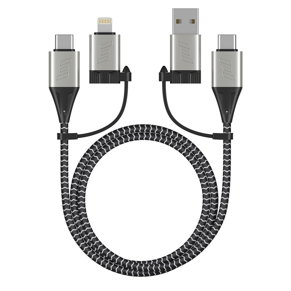 ����-������ 4 � 1: Lightning, USB-C - USB-C, USB-A, ��������, ������, 1.2�, 3�, ������, Deppa