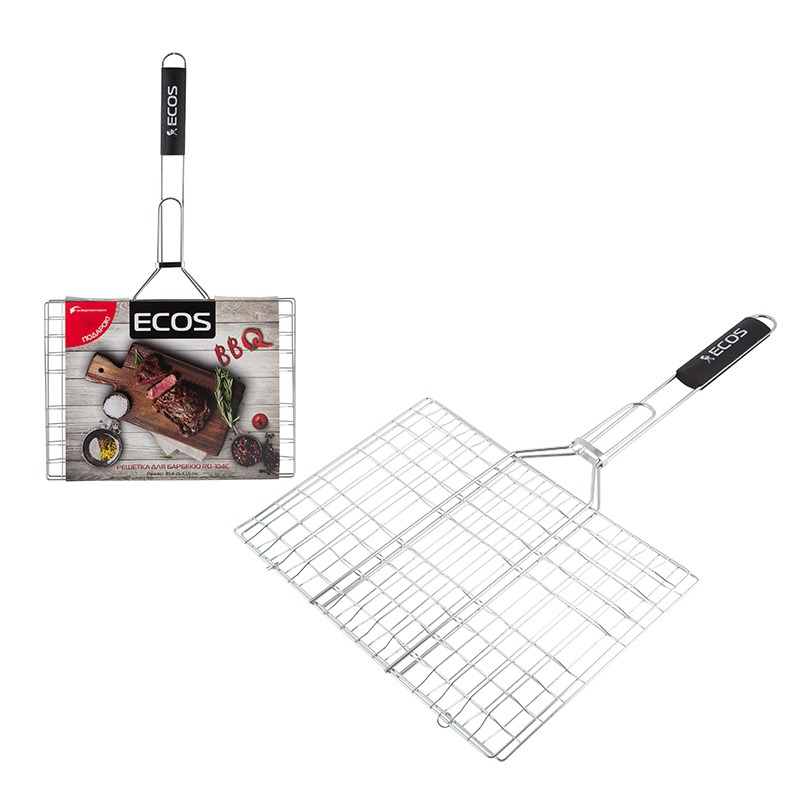 Решетка для барбекю ECOS RD-104М (6 секций, р-р 35х25х1,5 см, общая длина 60см, хром.) 999689