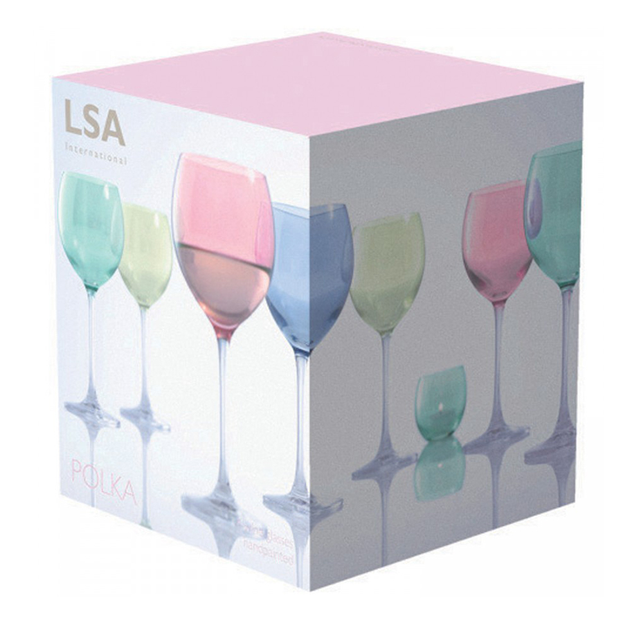 Набор бокалов LSA Polka wine glass PZ03/PZ09 4 шт. 400 мл зеленый/голубой/розовый/желтый