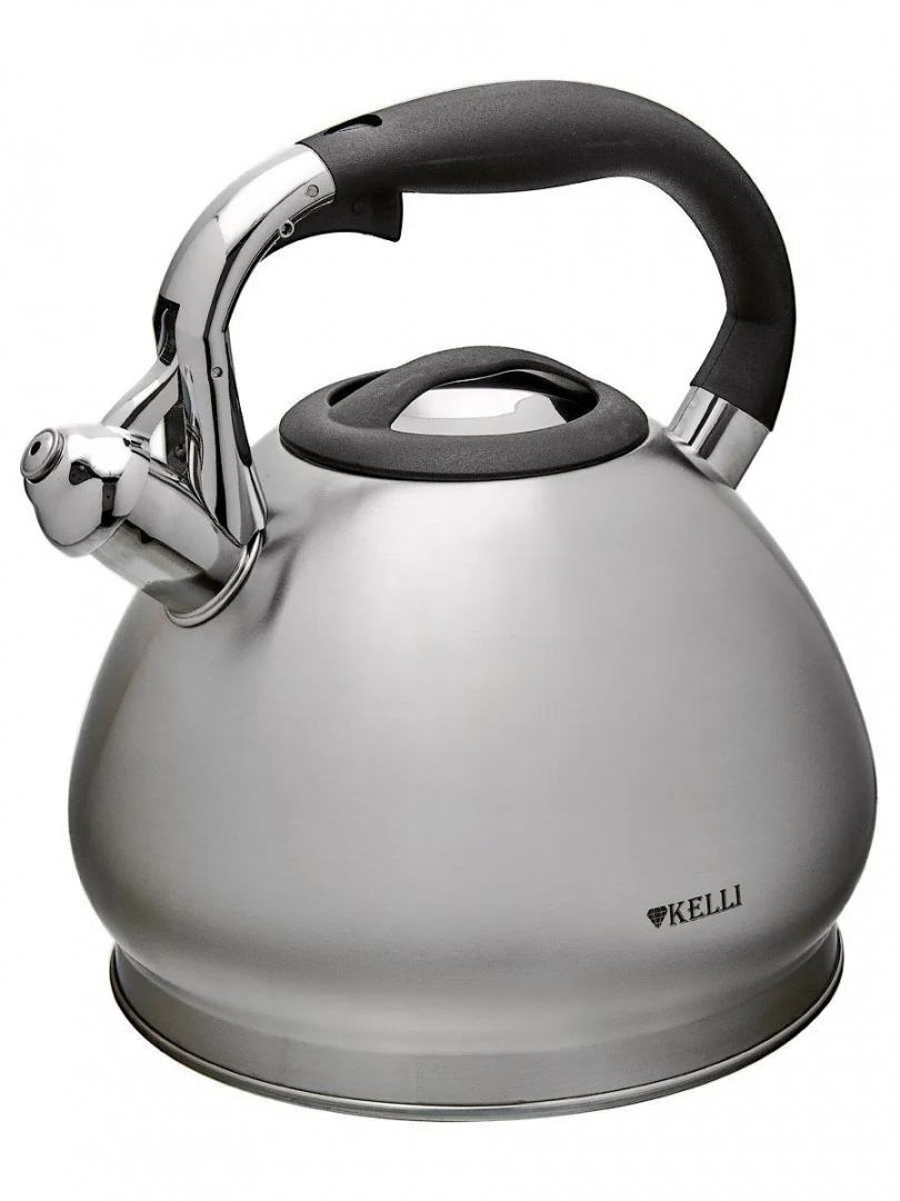Чайник со свистком Kelli KL-4328 4.5 л, серебристый/черный