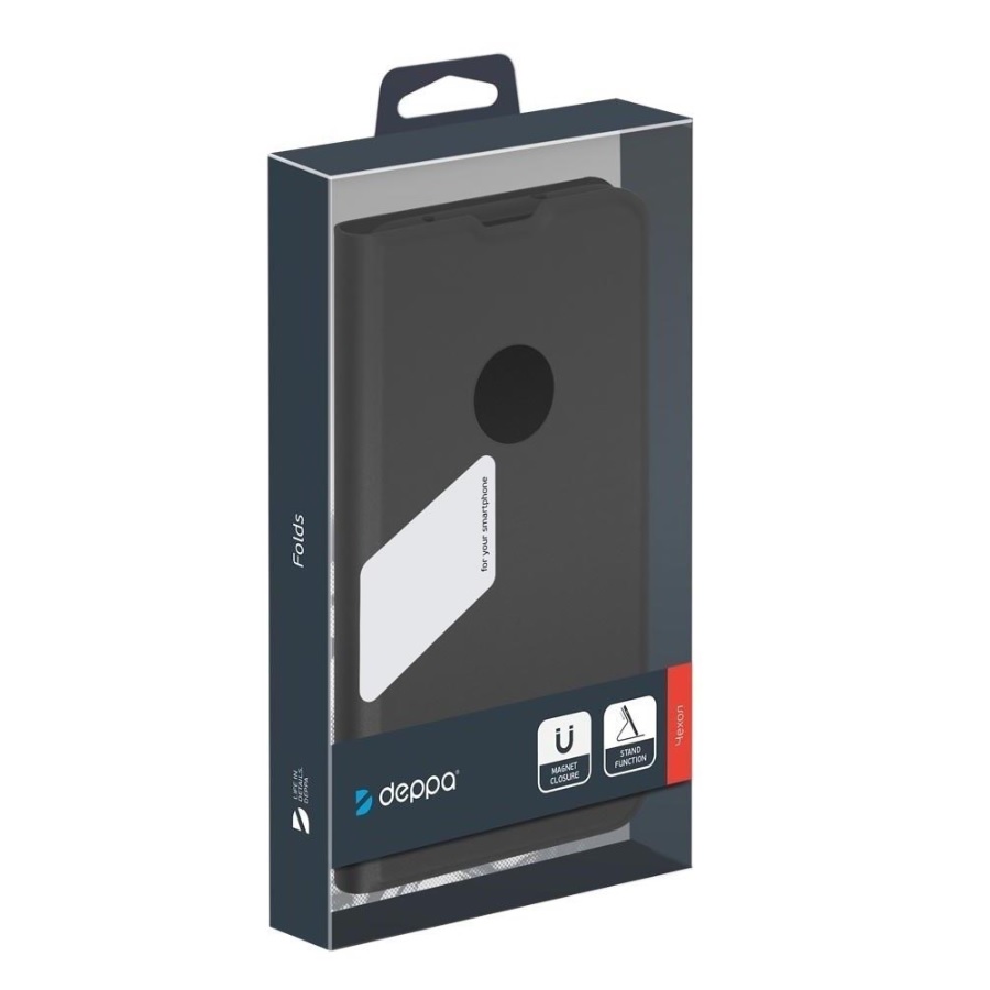 Чехол Book Cover Silk Pro для Samsung Galaxy A12, черный, PET синий, Deppa (87879)