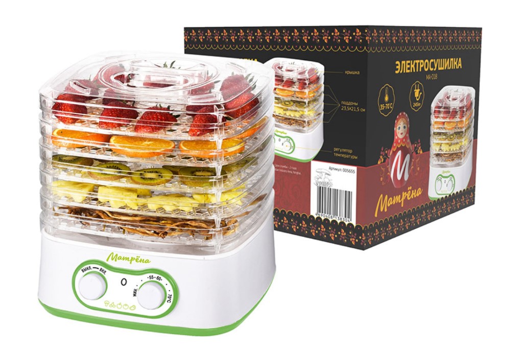 Электросушилка МАТРЁНА МА-018 для продуктов (5 поддонов 23,5*21,5 см, 245Вт)005655