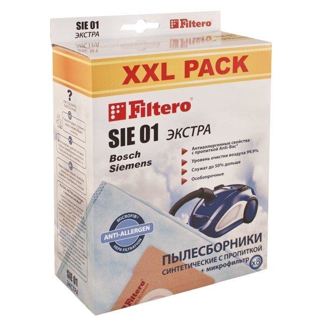 Мешки-пылесборники Filtero SIE 01 XXL Pack Экстра, 8 шт + микрофильтр, синтетические